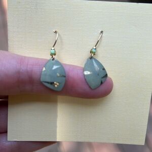 Holly Yashi Vintage Elegant Geometric Design Gold Earrings with Greenish Hues